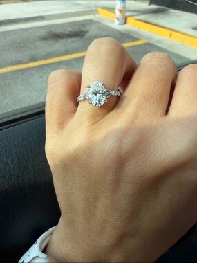 Classic Oval Cut .925 Silver Engagement Ring with Moissanite